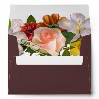 Burgundy Blush Chic Floral & Return Address Envelope