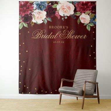 Burgundy Blush Floral Bridal shower Photo Backdrop