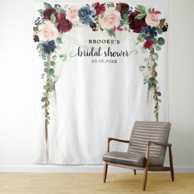 Burgundy Blush Floral Bridal shower Photo Backdrop