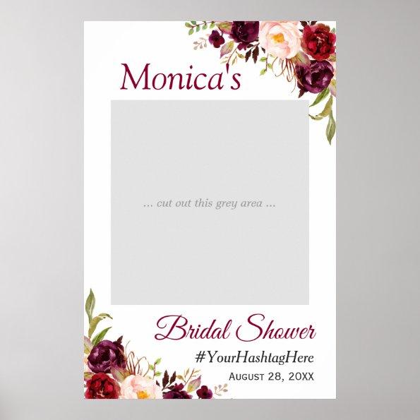 Burgundy Blush Floral Bridal Shower Photo Prop Poster