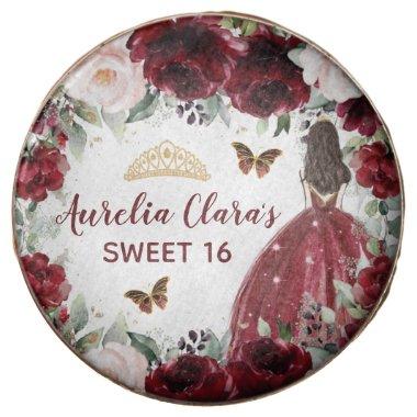 Burgundy Blush Floral Butterflies Crown Princess Chocolate Covered Oreo