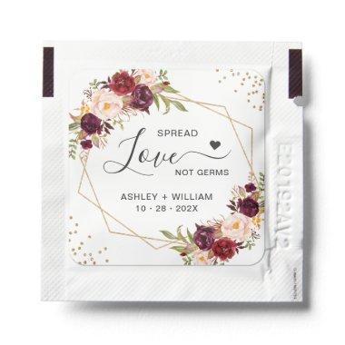 Burgundy Blush Floral Geometric Wedding Favor Hand Sanitizer Packet