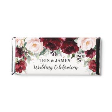 Burgundy Blush Floral Wedding Bridal Baby Shower Hershey Bar Favors