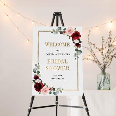 Burgundy Blush Geometric Bridal Shower Welcome Foam Board