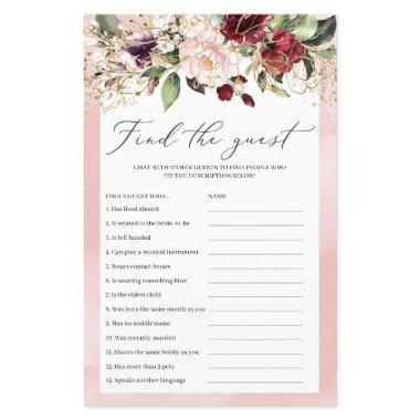 Burgundy Blush Pink Floral Find The Guest Game