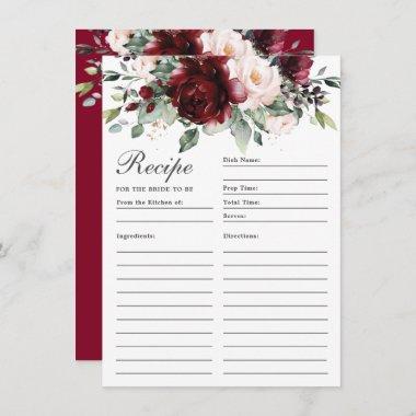 Burgundy Blush Roses Floral Recipe For Bride Invitations