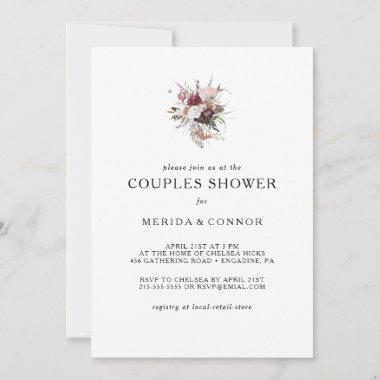 Burgundy Boho Floral Couples Shower Invitations