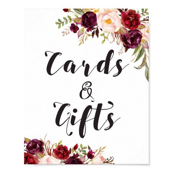 Burgundy Boho Floral Sign -  and Gifts