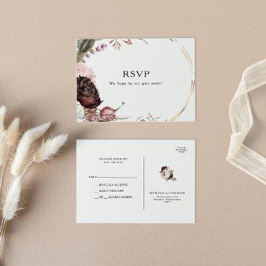Burgundy Boho Floral Wedding RSVP Post