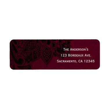 Burgundy Bordeaux Black Vintage Lace Wedding Label