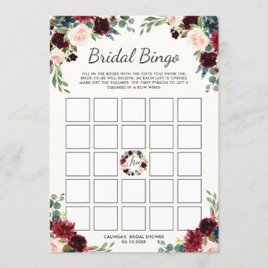 Burgundy Bouquet | Bridal Shower Bingo Game Invitations
