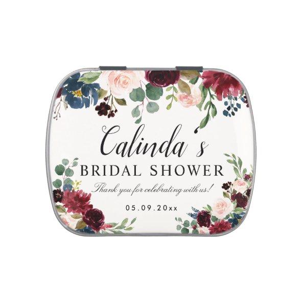 Burgundy Bouquet | Bridal Shower Thank You Candy Tin