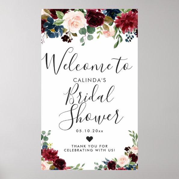 Burgundy Bouquet | Bridal Shower Welcome Poster