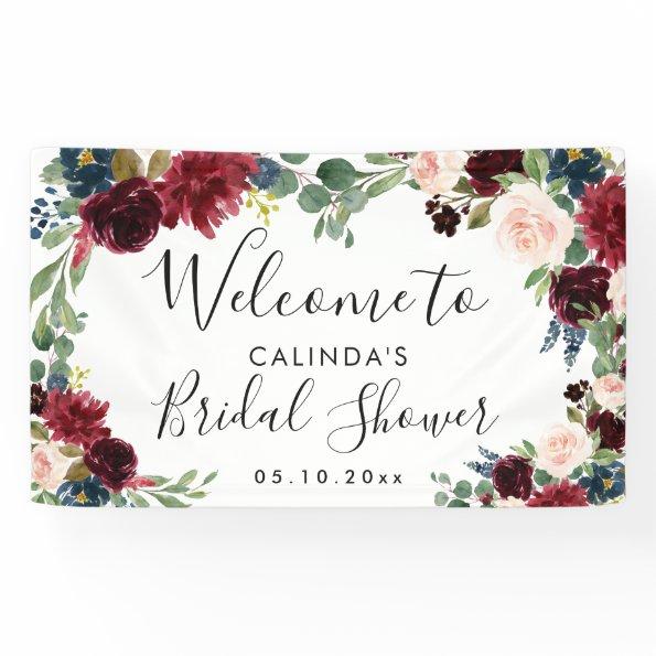 Burgundy Bouquet | Bridal Shower Welcome Square Banner