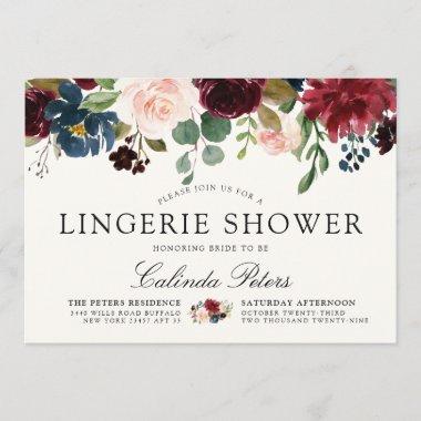 Burgundy Bouquet | Floral Lingerie Shower Invitations