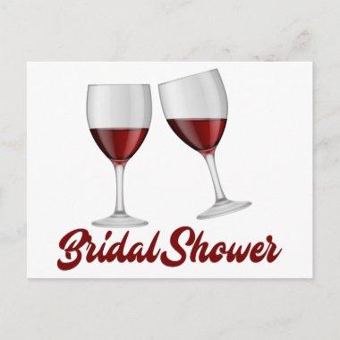 Burgundy Bridal Shower Champagne Wine Glasses Invitation PostInvitations