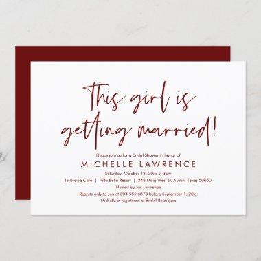 Burgundy Casual and Fun, Bridal Shower Party Invitations