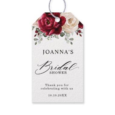 Burgundy Champagne Ivory Mauve Rose Bridal Shower Gift Tags