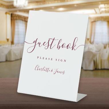 Burgundy Cic Signature Script Guest Book Pedestal Sign