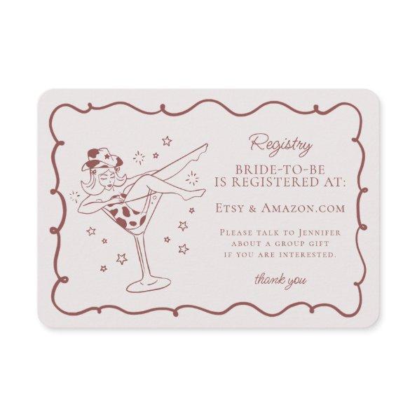 Burgundy Cocktails and Cowgirls Registry Insert