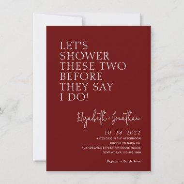 Burgundy Couple Shower Before They Say I Do Invitations