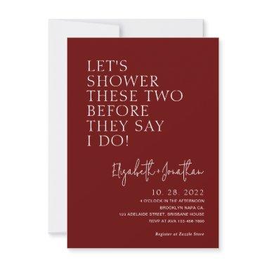 Burgundy Couple Shower Before They Say I Do Invitations