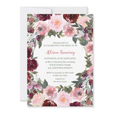 Burgundy Dusty Pink Rose Watercolor