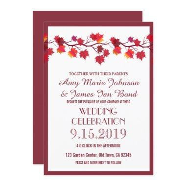 Burgundy Fall Autumn Leaf Wedding