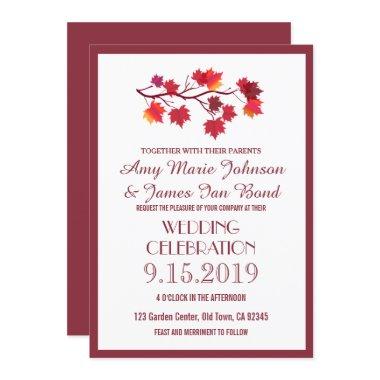 Burgundy Fall Autumn Leaves Wedding