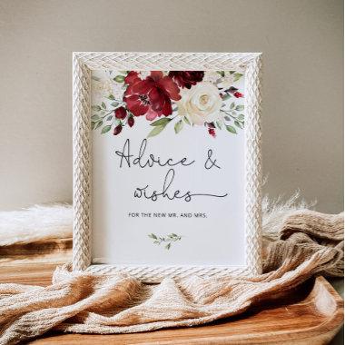 Burgundy floral advice and wishes for Newlyweds  Poster
