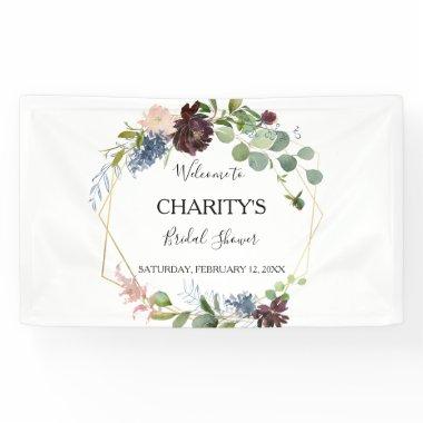 Burgundy Floral and Greenery Bridal Shower Banner