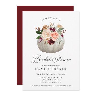 Burgundy Floral and Pumpkin Bridal Shower Invitations