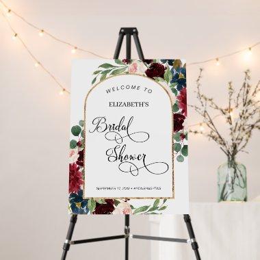 Burgundy Floral Arch Frame Bridal Shower Welcome Foam Board