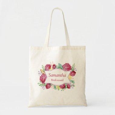 Burgundy Floral Bridesmaid Tote Bag