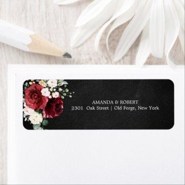 Burgundy Floral Chalkboard Wedding Invitations Label