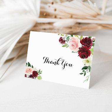 Burgundy Floral Folded Wedding Thank You