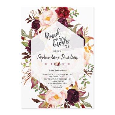 Burgundy Floral Geometric Brunch and Bubbly