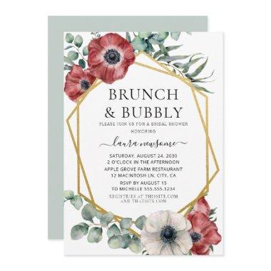 Burgundy Floral Gold Brunch & Bubbly