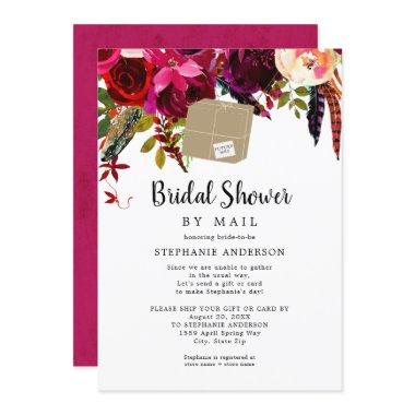 Burgundy Floral shipping box Bridal Shower by mail Invitations