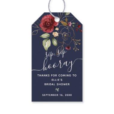 Burgundy Floral Sip Sip Hooray Favor  Gift Tags