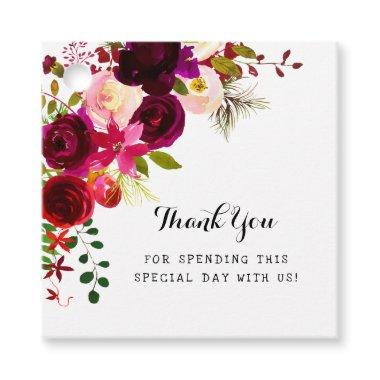 Burgundy Floral Travel thank you Favor Tags