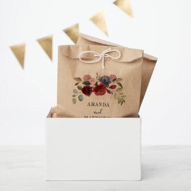 Burgundy Floral Wedding Party Favor Bag