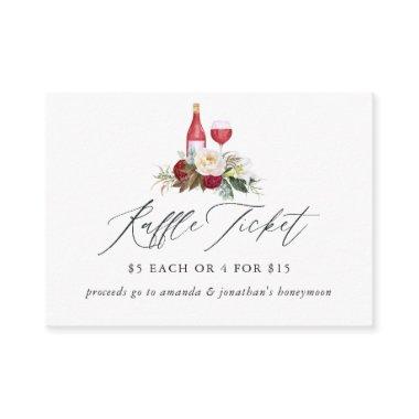 Burgundy Floral Wine Tasting Bridal Shower Raffle Enclosure Invitations