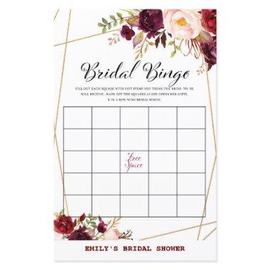 Burgundy Florals Bridal Shower Game PRINTED