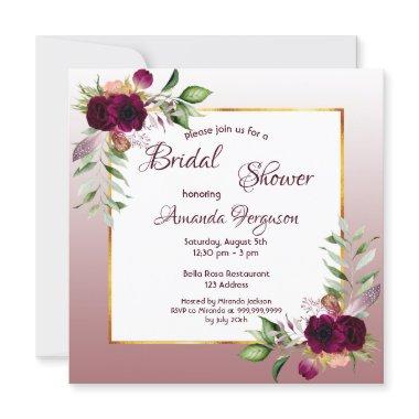 Burgundy florals gold cinnamon rose