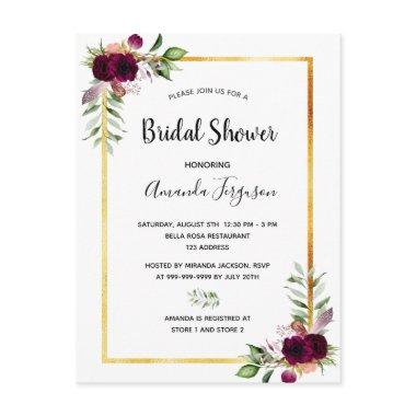 Burgundy florals gold greenery boho  post
