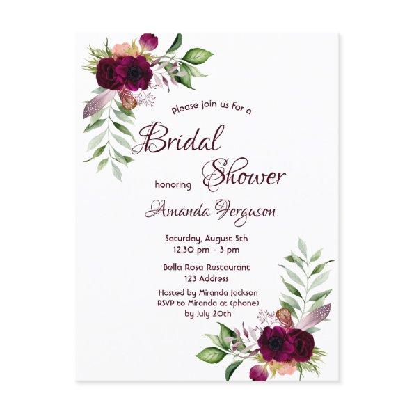 Burgundy florals gold greenery boho  post