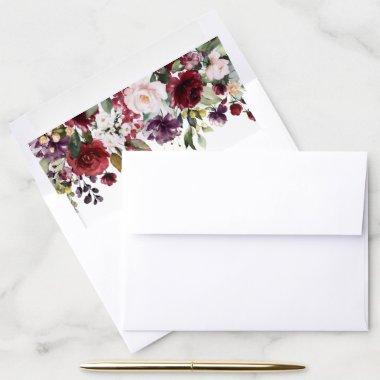 Burgundy Flowers, Pink Flowers, Boho  Envelope Liner