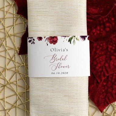 Burgundy Flowers, Pink Flowers, Boho  Napkin Bands