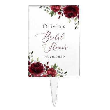 Burgundy Flowers, Red Flowers, Boho,  Cake Topper
